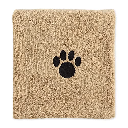 Bone Dry Embroidered Pet Towel, 44 x 27.5", Taupe