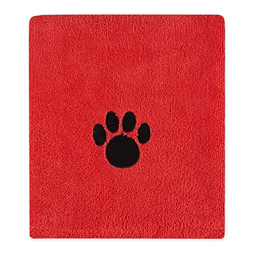 Bone Dry Embroidered Pet Towel, 44 x 27.5", Red