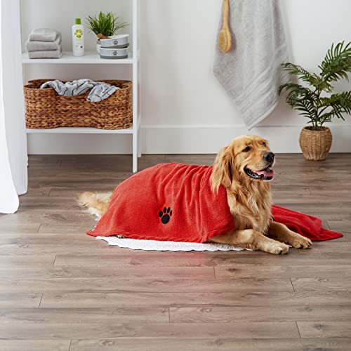 Bone Dry Embroidered Pet Towel, 44 x 27.5", Red
