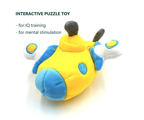 MODERN WAVE - Squeaky Plush Dog Toy - Interactive Hide and Seek Squirrel Type Puzzle Toy for Dogs, Small Size (Submarine and Divers)