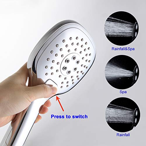 POP Polished Chrome Wall Mounted Tub Faucet with Hand Shower Bathroom Wall Mount Tub Filler Spout Single Handle Solid Brass Bathtub Faucet with Handheld Shower for Bath