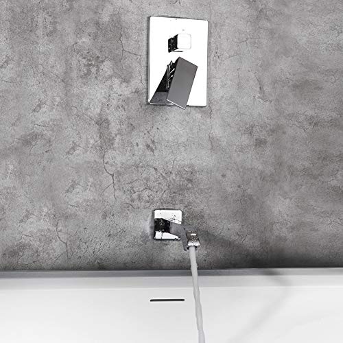 POP Polished Chrome Wall Mounted Tub Faucet with Hand Shower Bathroom Wall Mount Tub Filler Spout Single Handle Solid Brass Bathtub Faucet with Handheld Shower for Bath