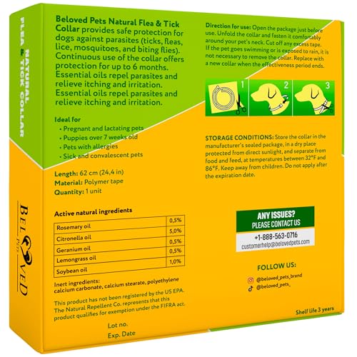 Rolf Club 3D FLEA Collar for Dogs - Flea and Tick Prevention for Dogs - Dog Flea and Tick Control for 6 Months - Safe Tick Repellent - Waterproof Tick Treatment (M)