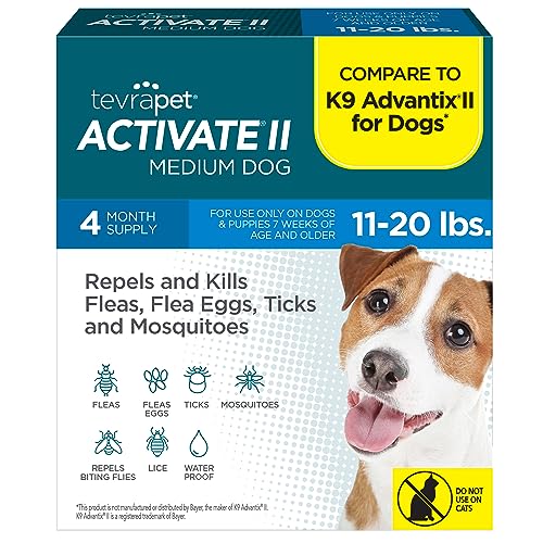 Activate II Flea and Tick Prevention for Dogs | 4 Count | Medium Dogs 11-20 lbs | Topical Drops | 4 Months Flea Treatment