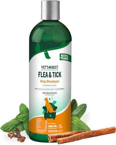 Vets Best Flea and Tick Advanced Strength Dog Shampoo | Flea Treatment for Dogs | Flea Killer with Certified Natural Oils | 12 Ounces