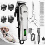 AIBORS Dog Clippers for Grooming for Thick Coats Heavy Duty Low Noise Rechargeable Cordless Pet Hair Grooming Clippers, Professional Dog Grooming Kit Dog Trimmer Shaver for Dogs Cats Pets (Silver)