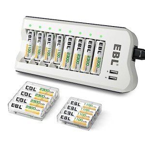 Rechargeable AA & AAA Battery Pack with Charger