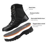 Men's Tactical Leather Side Zipper Boots - Black