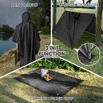 PTEROMY Waterproof Hooded Rain Poncho - Black