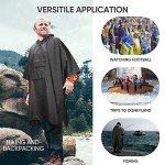 PTEROMY Waterproof Hooded Rain Poncho - Black