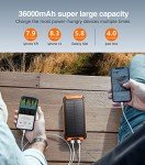 36000mAh Solar Power Bank with Dual Flashlights