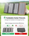 Hiluckey 25000mAh Solar Power Bank with 4 Panels