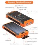 36000mAh Solar Power Bank with Dual Flashlights