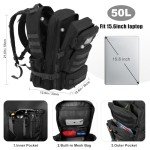 50L Military Tactical Backpack - Water Resistant Rucksack