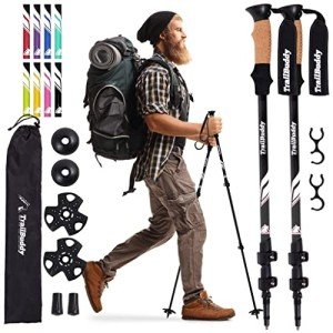 Lightweight Collapsible Trekking Poles with Cork Grip