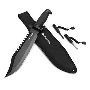 FLISSA 15-Inch Tactical Survival Knife with Sheath
