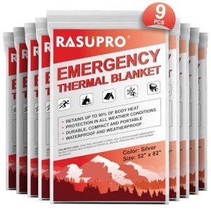 9 Pack Emergency Thermal Blankets for Survival