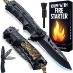 Tactical Pocket Knife with Fire Starter & Whistle