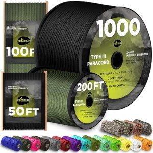 TECEUM 100ft 550 Paracord - Black Tactical Rope