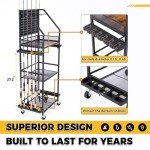 Fishing Rod Holders with Wheels for Garage Storage