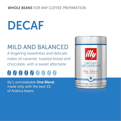 Illy Decaf Whole Bean Coffee, Medium Roast, 6-Pack