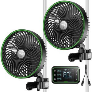 VIVOSUN 2-Pack AeroWave E6 Black, GrowHub Controller E42A & USB-C Splitter Kit, Grow Tent Clip-on Fan 6” with EC Motor, Smart Environmental WiFi-Controller & Compatible 2-in-1 Type C Splitter
