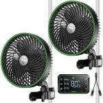 VIVOSUN 2-Pack AeroWave E6 Black, GrowHub Controller E42A & USB-C Splitter Kit, Grow Tent Clip-on Fan 6” with EC Motor, Smart Environmental WiFi-Controller & Compatible 2-in-1 Type C Splitter