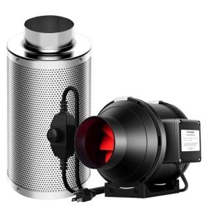 VIVOSUN Ventilation Kit 4 Inch 190 CFM Inline Duct Fan with 4"x 12" Carbon Filter Odor Control System with Australia Virgin Charcoal for Grow Tent Ventilation