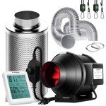 VIVOSUN 4 Inch 190 CFM Inline Fan with Speed Controller, 4 Inch Carbon Filter and 8 Feet of Ducting, Temperature Humidity Monitor for Grow Tent Ventilation