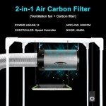 MELONFARM Air Filtration Kit 4", Built-in 14cm Fan Low Nois Carbon Filter with 12-Speed Controller, 8' Ducting, Cooling & Ventilation System for Grow Tents, Indoor Gardening, Hydroponics