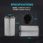 iPower 4 Inch 195 CFM Inline Fan Circulation Vent Blower, Air Carbon Filter, 8 Feet PVC Ducting and 1-Pair Rope for Grow Tent Ventilation, Low Noise