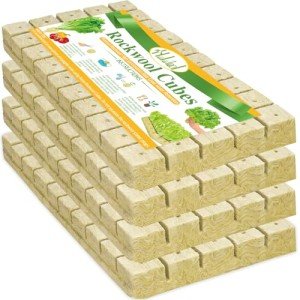 Halatool 1 Inch Rockwool Cubes Garden Rock Wool Stonewool Grow Cubes Starter Plugs for Hydroponics Soilless Cultivation Clone Plants Germination Start (4 Sheets of 200 Cubes)