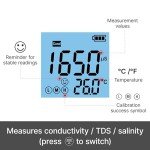 Apera Instruments, LLC-AI314 Premium Series EC60 Waterproof Conductivity Pocket Tester Kit, ±1% F.S Accuracy, Easy Switch of EC/TDS/Salinity, Replaceable Probe
