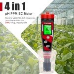 UIUZMAR Digital pH Meter pH TDS EC Meter for Hydroponic Solution pH and EC Meter with LCD Display TDS Water Tester pH PPM Meter for DWC Setup Aeroponic