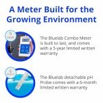Bluelab Combo Meter for pH, Temperature & Conductivity in Water - Easy Calibration, Digital EC/TDS/PPM Tester for Hydroponics & Indoor Plants (METCOM)