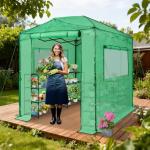 EAGLE PEAK 8x6 Portable Walk-in Greenhouse, Pop-up Indoor Outdoor Garden Green House, Zippered Doors and Windows, PE Cover, Green