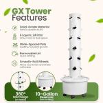 ALTO GARDEN GX Hydroponic Tower | Vertical Planter Tower | Hydroponics Growing System Kit | Food Grade with 24 Net Pots (Without Lights)