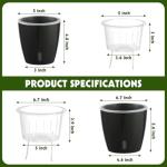 KvyusFlourish Self-Watering Pots for Indoor Plants, 6-Pack 6.7'' Self Watering Planter with Drainage Holes, Small African Violet Pots with Water Indicator, Clear Wick Pot, Black