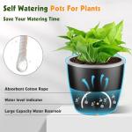 KvyusFlourish Self-Watering Pots for Indoor Plants, 6-Pack 6.7'' Self Watering Planter with Drainage Holes, Small African Violet Pots with Water Indicator, Clear Wick Pot, Black