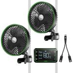 VIVOSUN 2-Pack AeroWave E6 Black, GrowHub Controller E42A & USB-C Splitter Kit, Grow Tent Clip-on Fan 6” with EC Motor, Smart Environmental WiFi-Controller & Compatible 2-in-1 Type C Splitter