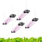 Hlite 16inch 4 Pack LED Grow Lights - Linkable Grow Lights for Indoor Plants, Full Spectrum Plant Lights Plug and Hanging Design with On/Off Switch Hanging Grow Light from seedling to Flowering, Black