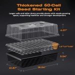 Patigrow 60-Cell Self-Watering Seed Starter Tray with Grow Light, Seed Starter Kit with 4.07” Humidity Dome, Indoor Seedling Starter Tray, Seed Starting Trays for Plant Germination, Seeds Growing
