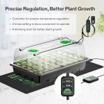 VIVOSUN 1-Pack 40-Cell Seed Starter Trays with 1 Set of LED Lights and 10"x20.75" Seedling Heat Mat, 3.6" Higher Cover, Adjustable Vents, Drainage Holes, Green Propagation Tray for Planting Seeds