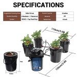 RDWC Top Feed Drip Hydroponics Systems, Recirculating Deep Water Culture Hydroponic Bucket System, 5 Gallon Hydroponics Growing System Kit with Water Pump, Air Pump(4 Bucket + Reservoir + Drip Kit)