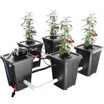 RDWC Hydroponics Grow System 4 Site + Reservoir, 7-Gallon Top Drip Recirculating Deep Water Culture Hydroponic Bucket System, Hydroponics Growing System Kit with Water Pump, Air Pump