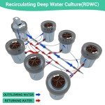 RDWC Top Feed Drip Hydroponics Systems 6 Buckets + Reservoir, Recirculating Deep Water Culture Hydroponic Bucket System, 5 Gallon Hydroponics Grow System Kit with Water Pump, Air Pump