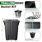 RDWC Hydroponics Grow System 4 Site + Reservoir, 7-Gallon Top Drip Recirculating Deep Water Culture Hydroponic Bucket System, Hydroponics Growing System Kit with Water Pump, Air Pump