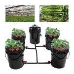 DWC Hydroponic System, 5 Gallon 5 Bucket Deep Water Culture DWC Hydroponic Growing System Kit Deep Water Culture Grow Bucket with Pump, Air Stones and Connections For Indoor/Outdoor Leafy Vegetables