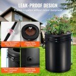 VEVOR RDWC Hydroponics Grow System, Hydroponic Growing Kit with Top Drip, Recirculating Deep Water Culture 4 Buckles and 1 Reservoir, with Air Pump and Water Level Device for Leafy Vegetables