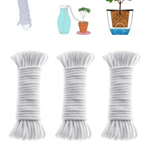 ORIMERC 150 feet 1/4 inch Self Watering Capillary Wick Cord Vacation Plant Sitter Hydroponic Wicking Self-Watering Planter Pot Automatic Water System Device Potted Violet Auto Seedling Waterer Rope